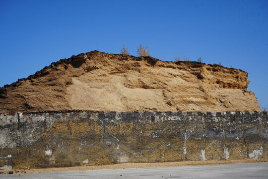 Large pile of maize silage for biogas plants. Priborn, Mecklenburg-Western Pomerania, Germany.
