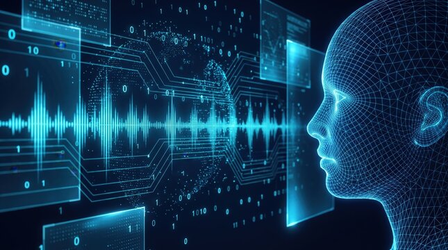 Artificial intelligence concept with digital brain and binary code futuristic technology