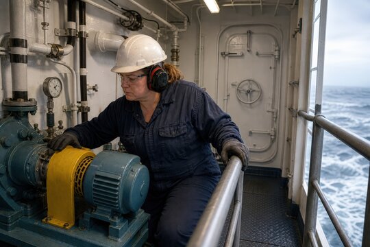 Ship Ballast Water Treatment Operations Engineer Backup Pump Heavy Weather Checking During Preparation