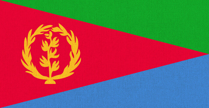Illustration of the national flag of Eritrea on fabric texture - 3D image