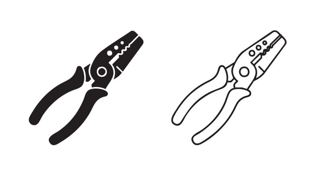 wire stripper tool vector icon with silhouette and outline art design silhouette silhouette with outline art vector icon