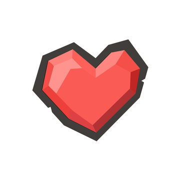 Stylized red faceted heart icon