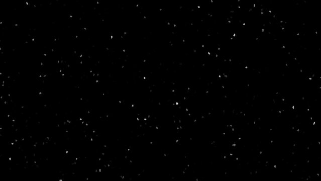 Black background with floating white particles texture. Abstract dark confetti speckle background vector. 