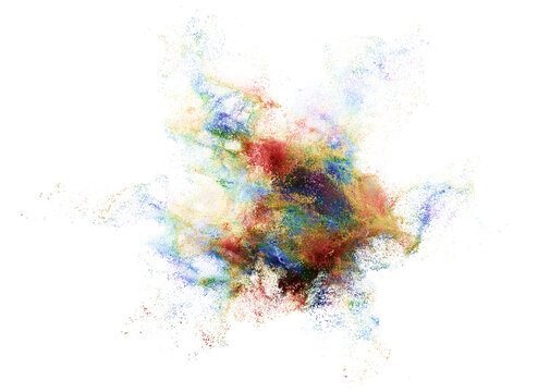 Colorful Holi powder explosion against a transparent background