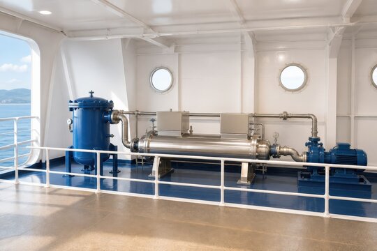 Ship Ballast Water Treatment Operations Ferry Installation From Protected Walkway