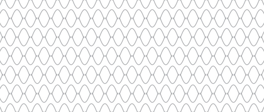 Seamless ogee trellis pattern, repeating grey interlocking curved lines on a white background, for textile and, wallpaper prints