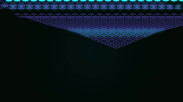 Abstract digital background with glowing blue diamond grid pattern in a multi panel display