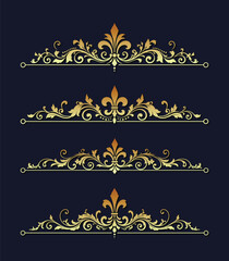 Luxury Gold Fleur de Lis Decorative Divider Collection on Dark Background © Momo studio