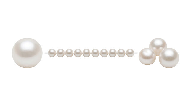 Set of 3 isolated white pearl necklace and bead strands elements, jewelry accessory