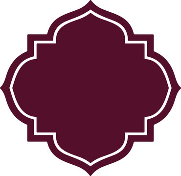 Classic oriental arabesque frame burgundy silhouette template for elegant label design.