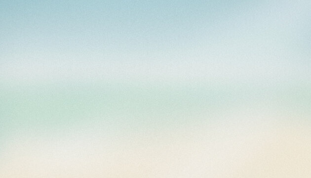 Minimalist abstract panoramic pastel background with soft sky blue, delicate mint green and luminous cream glowing diagonal gradient transitions with grainy texture