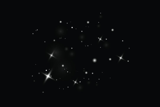 Christmas White Glitter Star Overlay on Transparent Background