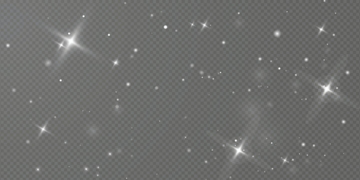 Christmas Sparkling Stars Overlay on Transparent Background