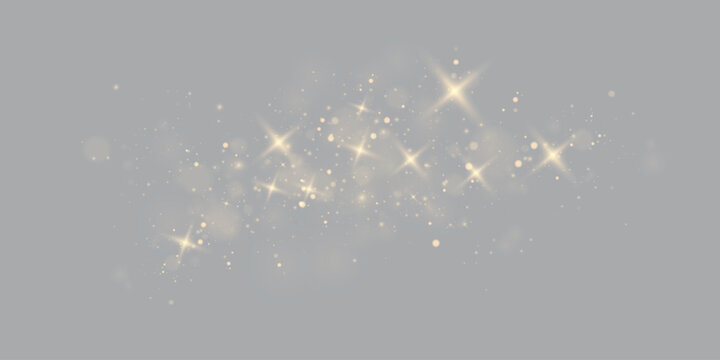 Golden Christmas Bokeh Glitter Overlay on Transparent Background