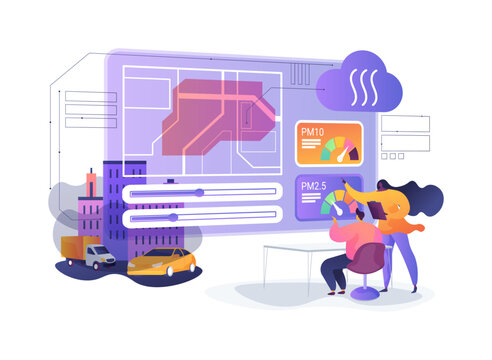 City Smog Monitoring Dashboard abstract concept vector illustration.