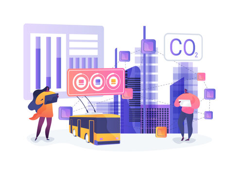 Urban Emission Sensor Network abstract concept vector illustration.