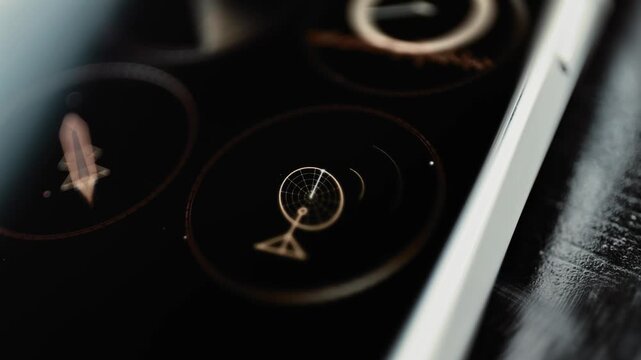 Radar antenna sends pulses across navigation console