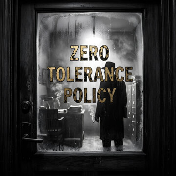 Zero Tolerance Policy door vintage office strict rule no exceptions