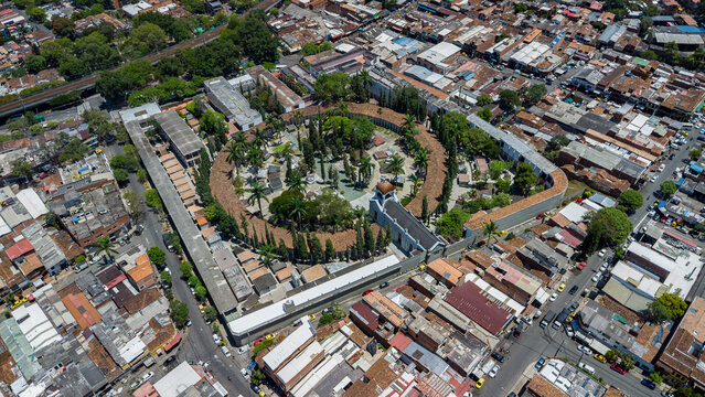 Vista a&eacute;rea, Museo Cementerio San Pedro, Medellin, Antioquia, Colombia, Sur America.