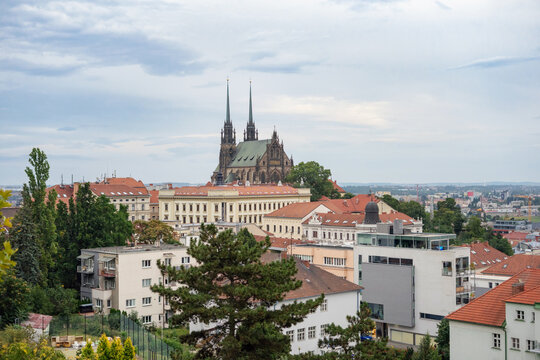 Panoramic Cityscape of Brno with the Cathedral of St. Peter and Paul