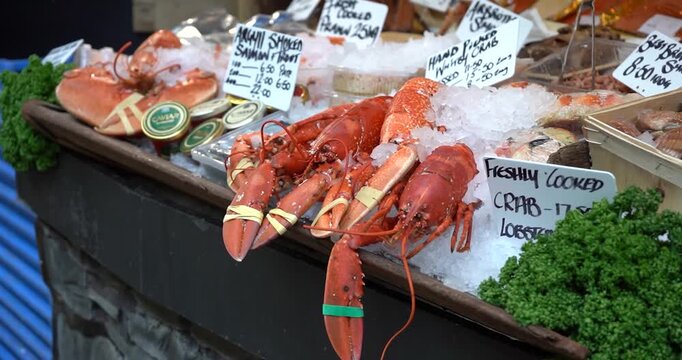 Fresh lobster at Borough Market in London, England