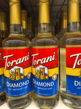 Mesa, Arizona - August 29, 2026: Torani Diamond flavored syrup for coffee and beverages