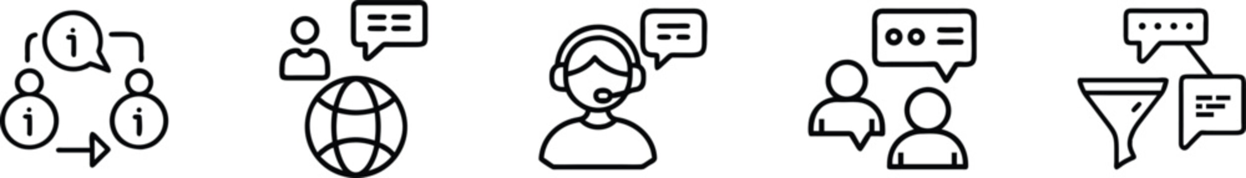 Flat icons of communication and customer support methods