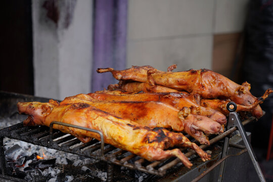 Roast guinea pigs in the grill, Banos, Ecuador 