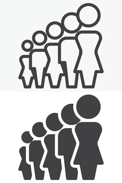 Woman leadership icon in line, outline and solid styles. Female leader icon in front of a team, editable stroke vector sign and symbol for authority, success and management.