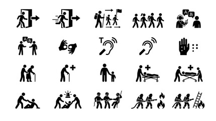 Fototapeta premium Set of black vector pictograms and accessibility icons
