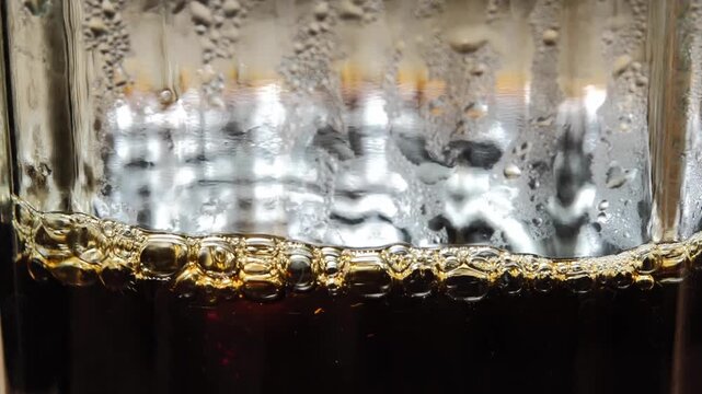 Dripped coffee in a glass carafe