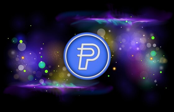 paypal usd-pyusd cryptocurrency images on digital background. 3d illustration.