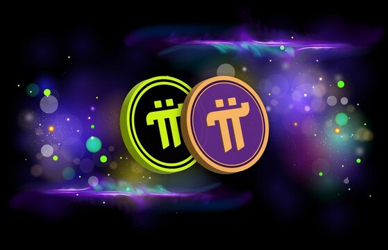 pi network-pi coin cryptocurrency image on digital background. 3d illustrations.