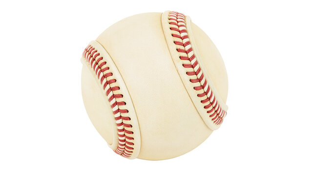 Classic white baseball with red stitching seams