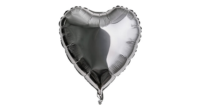 Shiny metallic silver heart shaped foil balloon