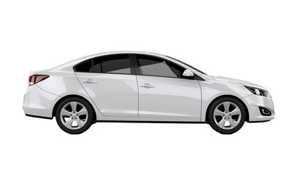 Fototapeta premium White modern sedan passenger car side view
