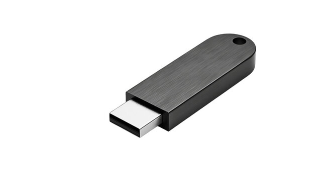 Black brushed metal USB flash drive with silver connector