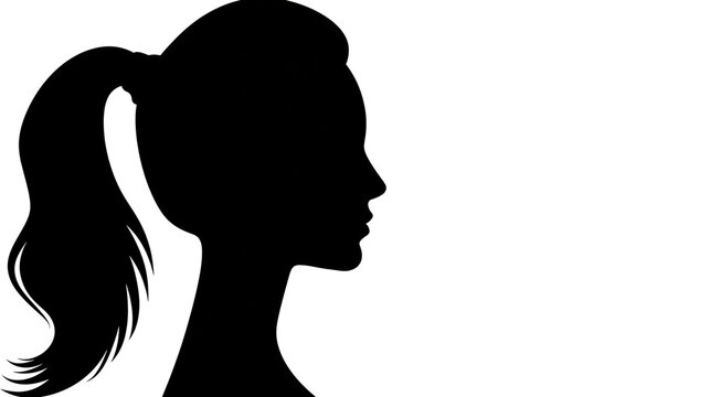 Black silhouette profile of a woman with a high ponytail hairstyle