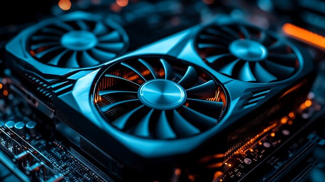 Closeup of GPU cooling fans.