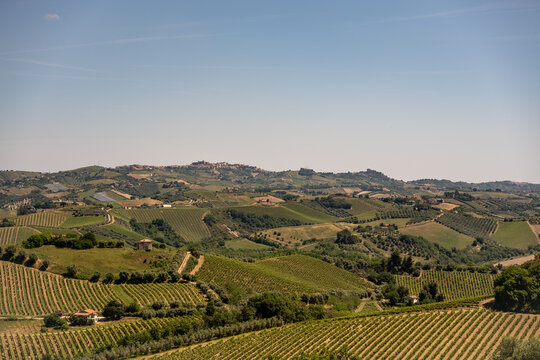 Marche, Italy. Spectacular spring landscape of the Marche hills.