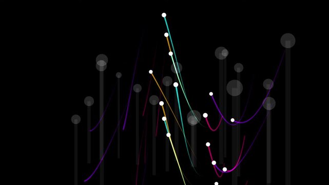 Neon light trails dancing in dark abstract motion