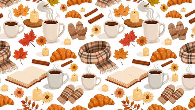Autumn Cozy Seamless Background