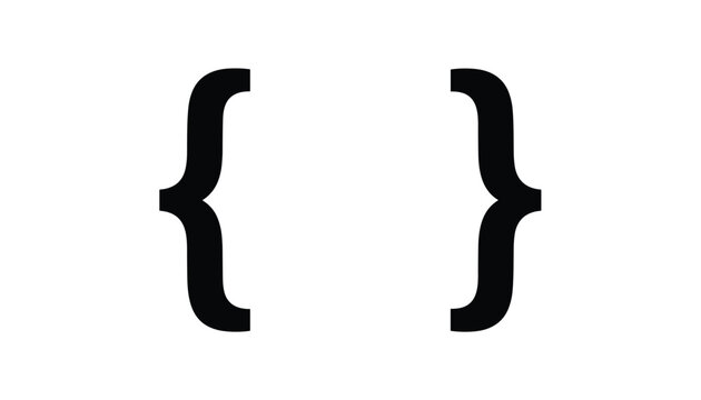 Black curly brackets punctuation mark symbols commonly used in computer programming and mathematics on a white background.