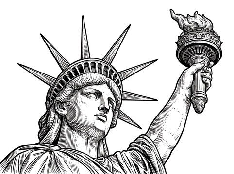 Statue of Liberty Vector Illustration Isolated on White Background