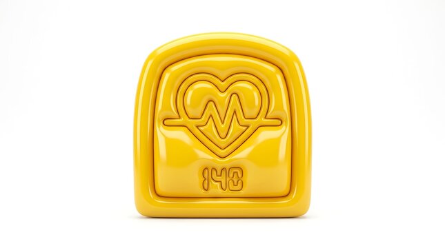 Yellow plastic medical aed defibrillator storage box isolated on a white background for emergency equipment