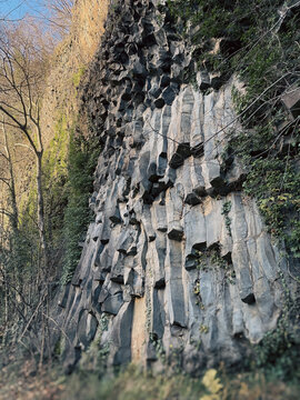 Basalt columns rock formation in thueyts ardeche