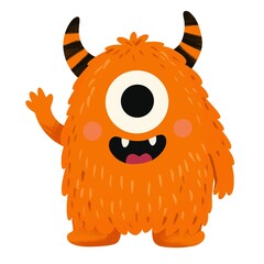 Cute kids monster illustration. For Halloween designs, children's parties, nursery decor, stickers, invitations, cards, apparel, kids' products. © Anikart