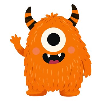 Cute kids monster illustration. For Halloween designs, children's parties, nursery decor, stickers, invitations, cards, apparel, kids' products.