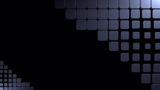 Dark rounded square tiles frame overlay on transparent background. Geometric corner border animation.