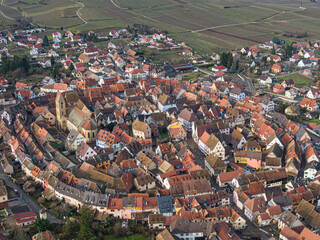 Naklejka premium Eguisheim circular village aerial view alsace france